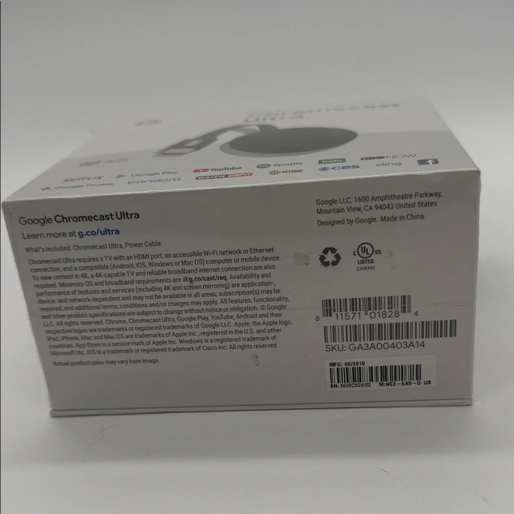 Google Chromecast Ultra - Black